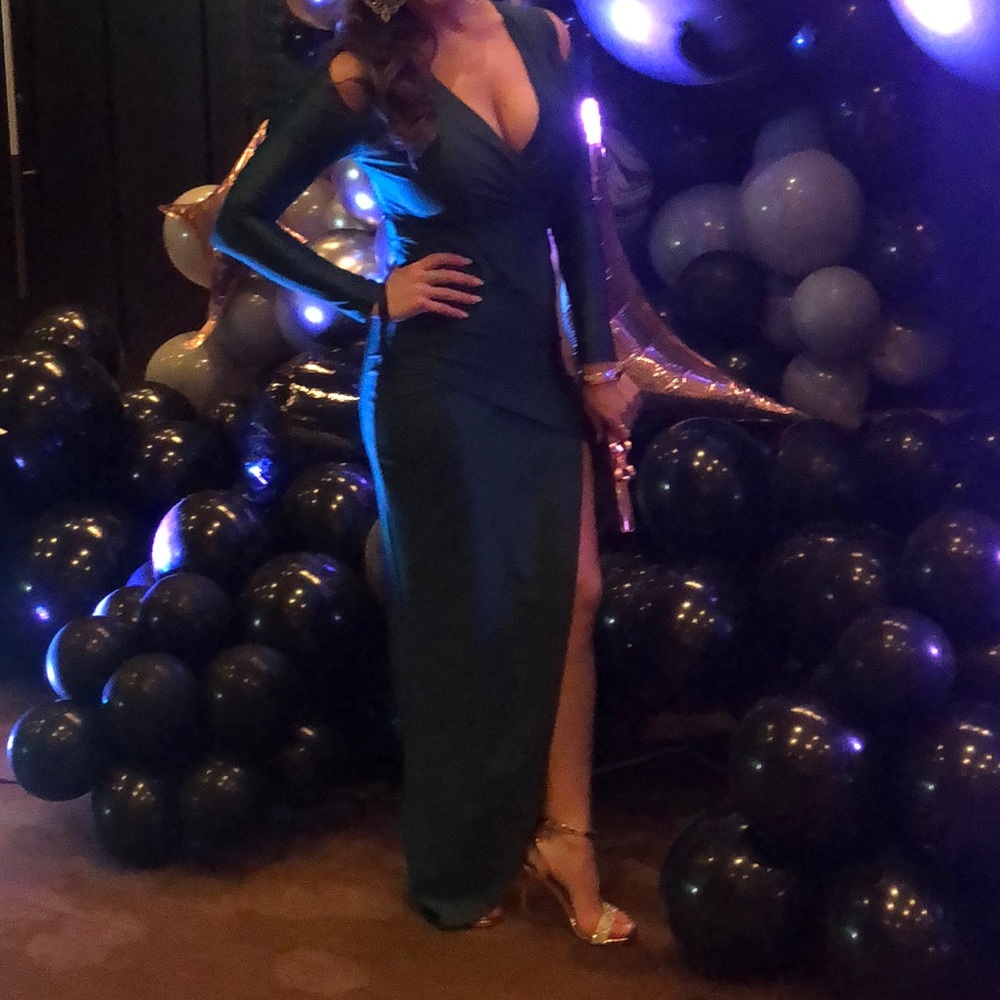 Green long sleeve prom dress size small